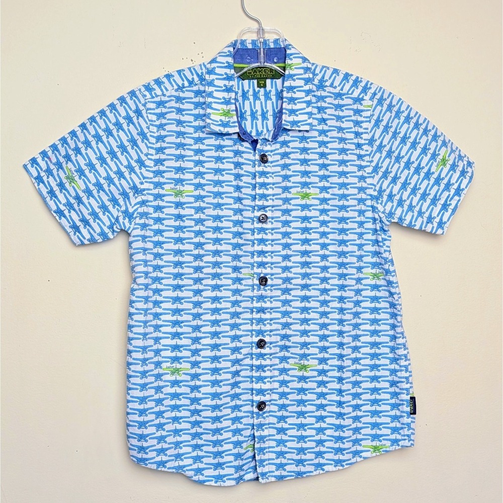 Baker By Ted Baker Boys Planes Airplanes Flying‎ Button-Up Shirt Youth Size 6